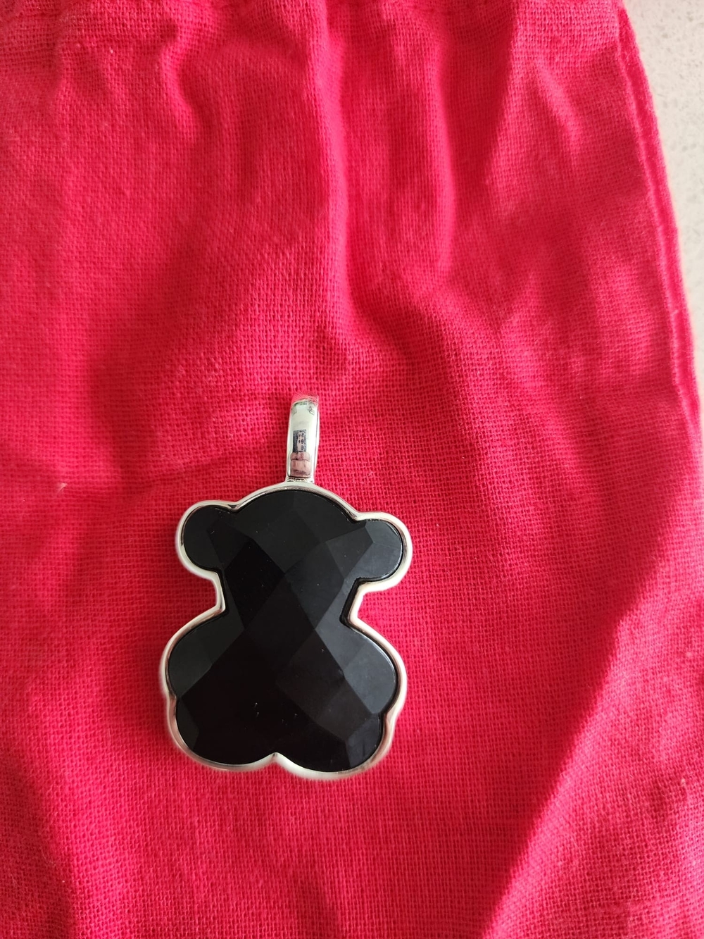 Tous Black and Silver Teddy Bear Pendant #Black onyx bear pendant